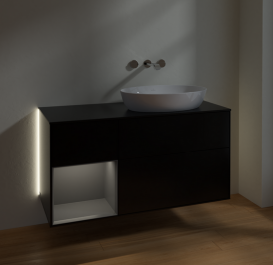 Тумба под раковину Villeroy & Boch Finion 120х50,1 см с подсветкой МДФ черный матовый лак/стекло черное матовое GA42GKPD