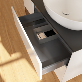 Тумба под раковину Villeroy & Boch Finion 120х50,1 см с подсветкой МДФ глянцевый белый лак/стекло черное матовое GA42GNGF