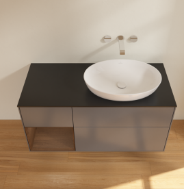 Тумба под раковину Villeroy & Boch Finion 120х50,1 см с подсветкой МДФ антрацит матовый лак/стекло черное матовое GA42GNGK