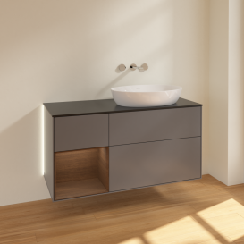 Тумба под раковину Villeroy & Boch Finion 120х50,1 см с подсветкой МДФ антрацит матовый лак/стекло черное матовое GA42GNGK