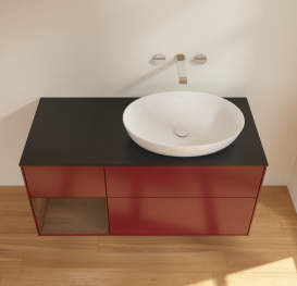 Тумба под раковину Villeroy & Boch Finion 120х50,1 см с подсветкой МДФ пион матовый лак/стекло черное матовое GA42GNHB