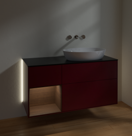 Тумба под раковину Villeroy & Boch Finion 120х50,1 см с подсветкой МДФ пион матовый лак/стекло черное матовое GA42GNHB