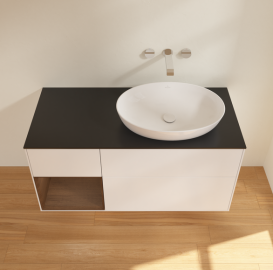 Тумба под раковину Villeroy & Boch Finion 120х50,1 см с подсветкой МДФ белый матовый лак/стекло черное матовое GA42GNMT