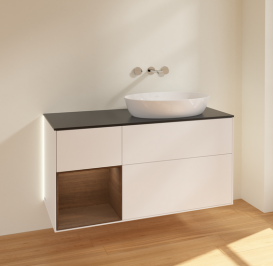 Тумба под раковину Villeroy & Boch Finion 120х50,1 см с подсветкой МДФ белый матовый лак/стекло черное матовое GA42GNMT