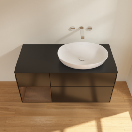 Тумба под раковину Villeroy & Boch Finion 120х50,1 см с подсветкой МДФ черный матовый лак/стекло черное матовое GA42GNPD