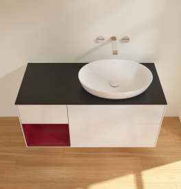 Тумба под раковину Villeroy & Boch Finion 120х50,1 см с подсветкой МДФ глянцевый белый лак/стекло черное матовое GA42HBGF