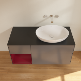 Тумба под раковину Villeroy & Boch Finion 120х50,1 см с подсветкой МДФ антрацит матовый лак/стекло черное матовое GA42HBGK