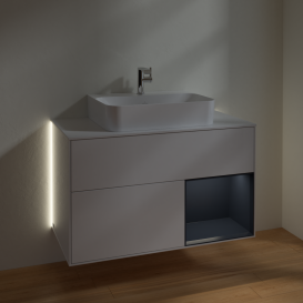 Тумба под раковину Villeroy & Boch Finion 100х50,1 см с подсветкой МДФ белый глянцевый/стекло белое матовое G121HGGF