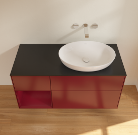 Тумба под раковину Villeroy & Boch Finion 120х50,1 см с подсветкой МДФ пион матовый лак/стекло черное матовое GA42HBHB