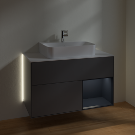 Тумба под раковину Villeroy & Boch Finion 100х50,1 см с подсветкой МДФ антрацитовый матовый лак/стекло белое матовое G121HGGK