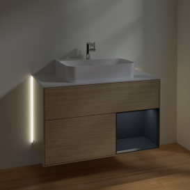 Тумба под раковину Villeroy & Boch Finion 100х50,1 см с подсветкой МДФ шпон дуба/стекло белое матовое G121HGPC