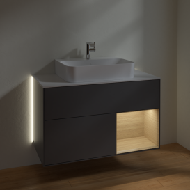 Тумба под раковину Villeroy & Boch Finion 100х50,1 см с подсветкой МДФ антрацитовый матовый лак/стекло белое матовое G121PCGK