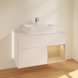 Тумба под раковину Villeroy & Boch Finion 100х50,1 см с подсветкой МДФ белый матовый лак/стекло белое матовое G121PCMT