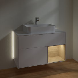 Тумба под раковину Villeroy & Boch Finion 100х50,1 см с подсветкой МДФ белый матовый лак/стекло белое матовое G121PCMT