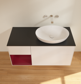 Тумба под раковину Villeroy & Boch Finion 120х50,1 см с подсветкой МДФ белый матовый лак/стекло черное матовое GA42HBMT