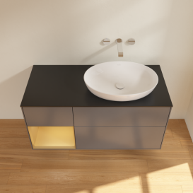 Тумба под раковину Villeroy & Boch Finion 120х50,1 см с подсветкой МДФ антрацит матовый лак/стекло черное матовое GA42HFGK