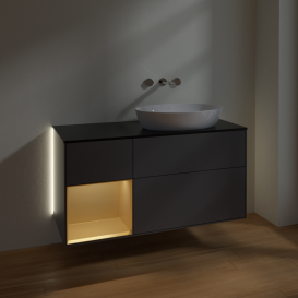 Тумба под раковину Villeroy & Boch Finion 120х50,1 см с подсветкой МДФ антрацит матовый лак/стекло черное матовое GA42HFGK
