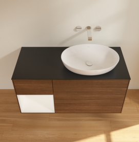 Тумба под раковину Villeroy & Boch Finion 120х50,1 см с подсветкой МДФ шпон грецкого ореха/стекло черное матовое GA42MTGN