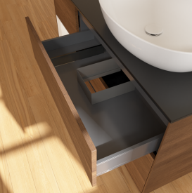 Тумба под раковину Villeroy & Boch Finion 120х50,1 см с подсветкой МДФ шпон грецкого ореха/стекло черное матовое GA42MTGN