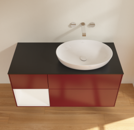 Тумба под раковину Villeroy & Boch Finion 120х50,1 см с подсветкой МДФ пион матовый лак/стекло черное матовое GA42MTHB