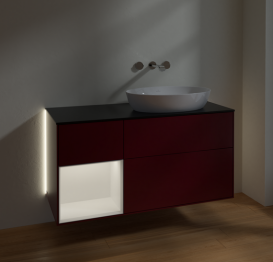 Тумба под раковину Villeroy & Boch Finion 120х50,1 см с подсветкой МДФ пион матовый лак/стекло черное матовое GA42MTHB