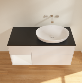 Тумба под раковину Villeroy & Boch Finion 120х50,1 см с подсветкой МДФ белый матовый лак/стекло черное матовое GA42MTMT