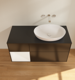 Тумба под раковину Villeroy & Boch Finion 120х50,1 см с подсветкой МДФ черный матовый лак/стекло черное матовое GA42MTPD