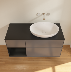 Тумба под раковину Villeroy & Boch Finion 120х50,1 см с подсветкой МДФ антрацит матовый лак/стекло черное матовое GA42PDGK