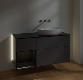 Тумба под раковину Villeroy & Boch Finion 120х50,1 см с подсветкой МДФ антрацит матовый лак/стекло черное матовое GA42PDGK