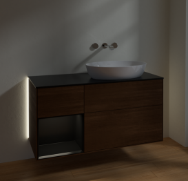 Тумба под раковину Villeroy & Boch Finion 120х50,1 см с подсветкой МДФ шпон грецкого ореха/стекло черное матовое GA42PDGN