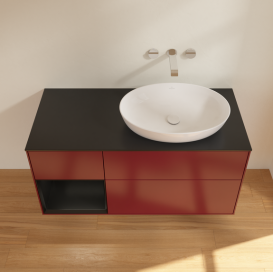 Тумба под раковину Villeroy & Boch Finion 120х50,1 см с подсветкой МДФ пион матовый лак/стекло черное матовое GA42PDHB