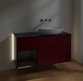 Тумба под раковину Villeroy & Boch Finion 120х50,1 см с подсветкой МДФ пион матовый лак/стекло черное матовое GA42PDHB