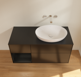 Тумба под раковину Villeroy & Boch Finion 120х50,1 см с подсветкой МДФ черный матовый лак/стекло черное матовое GA42PDPD