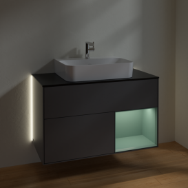 Тумба под раковину Villeroy & Boch Finion 100х50,1 см с подсветкой МДФ антрацитовый матовый лак/стекло черное матовое G122GMGK