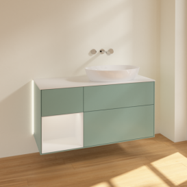 Тумба под раковину Villeroy & Boch Finion 120х50,1 см с подсветкой МДФ оливковый матовый лак/стекло белое матовое GA41GFGM