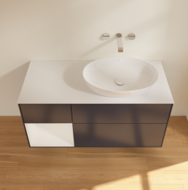 Тумба под раковину Villeroy & Boch Finion 120х50,1 см с подсветкой МДФ темно-синий матовый лак/стекло белое матовое GA41GFHG