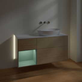 Тумба под раковину Villeroy & Boch Finion 120х50,1 см с подсветкой МДФ шпон дуба/стекло белое матовое GA41GMPC