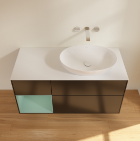 Тумба под раковину Villeroy & Boch Finion 120х50,1 см с подсветкой МДФ черный матовый лак/стекло белое матовое GA41GMPD