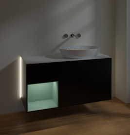Тумба под раковину Villeroy & Boch Finion 120х50,1 см с подсветкой МДФ черный матовый лак/стекло белое матовое GA41GMPD