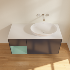 Тумба под раковину Villeroy & Boch Finion 120х50,1 см с подсветкой МДФ темно-синий матовый лак/стекло белое матовое GA41GMHG