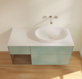 Тумба под раковину Villeroy & Boch Finion 120х50,1 см с подсветкой МДФ оливковый матовый лак/стекло белое матовое GA41GNGM