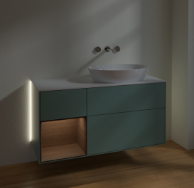 Тумба под раковину Villeroy & Boch Finion 120х50,1 см с подсветкой МДФ оливковый матовый лак/стекло белое матовое GA41GNGM