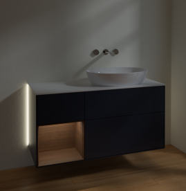 Тумба под раковину Villeroy & Boch Finion 120х50,1 см с подсветкой МДФ темно-синий матовый лак/стекло белое матовое GA41GNHG