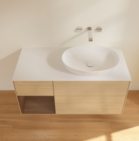 Тумба под раковину Villeroy & Boch Finion 120х50,1 см с подсветкой МДФ шпон дуба/стекло белое матовое GA41GNPC