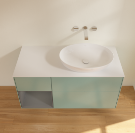 Тумба под раковину Villeroy & Boch Finion 120х50,1 см с подсветкой МДФ оливковый матовый лак/стекло белое матовое GA41GKGM