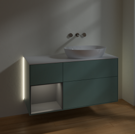 Тумба под раковину Villeroy & Boch Finion 120х50,1 см с подсветкой МДФ оливковый матовый лак/стекло белое матовое GA41GKGM