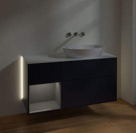 Тумба под раковину Villeroy & Boch Finion 120х50,1 см с подсветкой МДФ темно-синий матовый лак/стекло белое матовое GA41GKHG