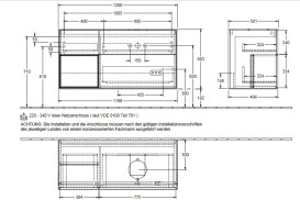 Тумба под раковину Villeroy & Boch Finion 120х50,1 см с подсветкой МДФ темно-синий матовый лак/стекло белое матовое GA41GKHG
