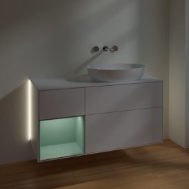 Тумба под раковину Villeroy & Boch Finion 120х50,1 см с подсветкой МДФ глянцевый белый лак/стекло белое матовое GA41GMGF