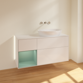 Тумба под раковину Villeroy & Boch Finion 120х50,1 см с подсветкой МДФ глянцевый белый лак/стекло белое матовое GA41GMGF